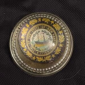 Vintage Glass Paperweight Great Seal of the State of New Hampshire